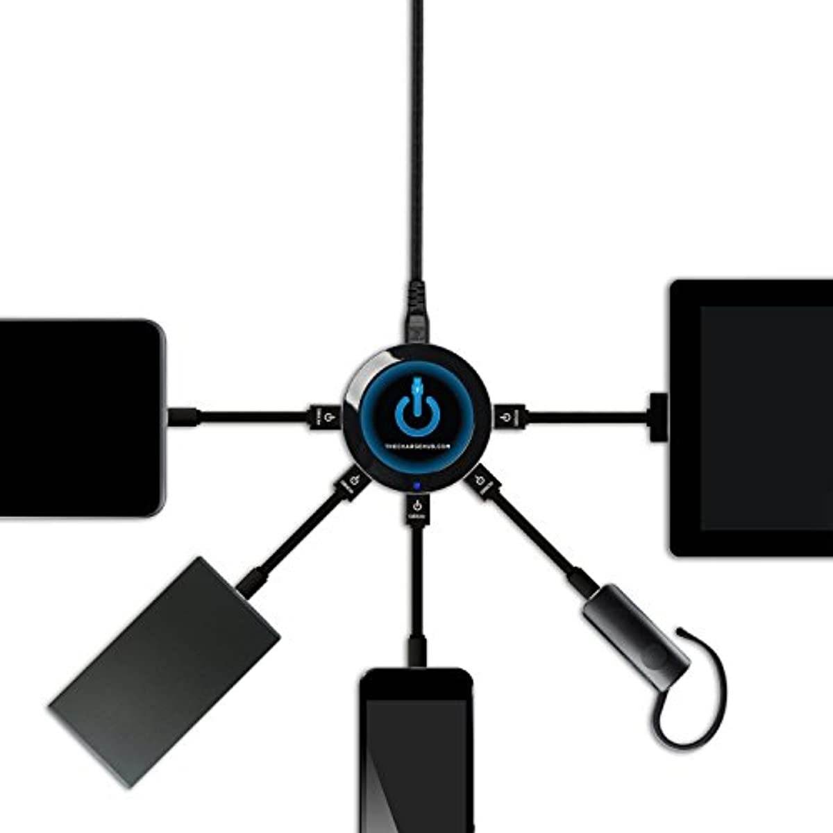ChargeHub X5 - 5-Port USB Charger Desktop Charging Station 2.4A Per Port/25W - SmartSpeed Technology for iPhone X/8/7/6 Plus, iPad, Galaxy S9/S8/S7, Nexus, LG & Other Devices - Round (Black)