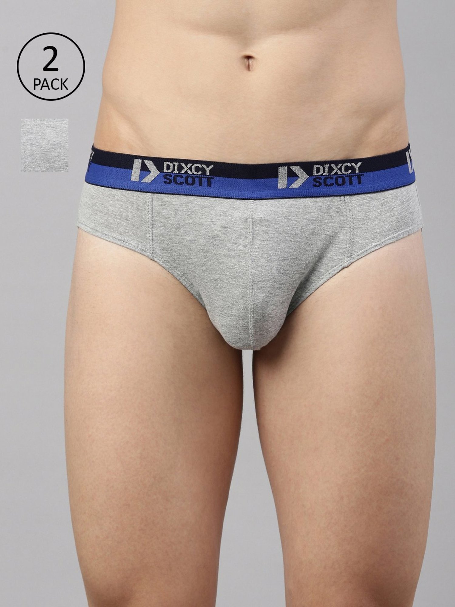 Dixcy Scott Originals Grey Melange Cotton Regular Fit Briefs - Pack Of 2