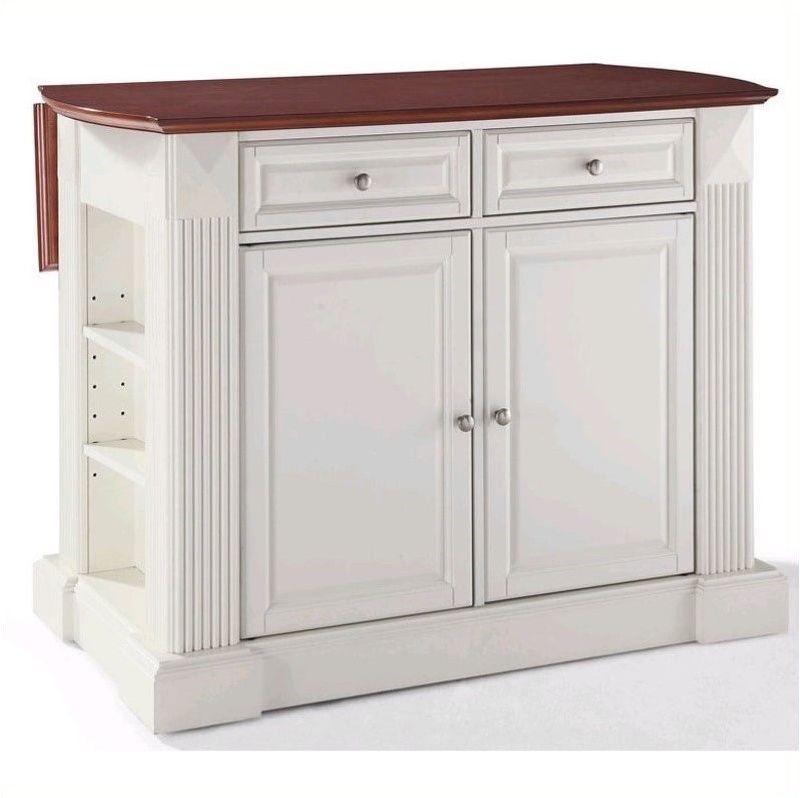 Wood Kitchen Island Breakfast Bar in White - Pemberly Row