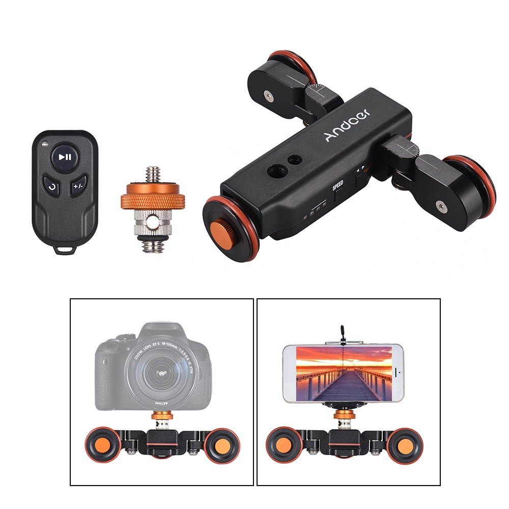 Andoer L4 PRO Motorized Camera Video Dolly with Scale Indication Electric Track Slider Wireless Remote Control/1800mAh Rechargeable   Battery 3 Speed Adjustable Mini Slider Skater for Cameras and