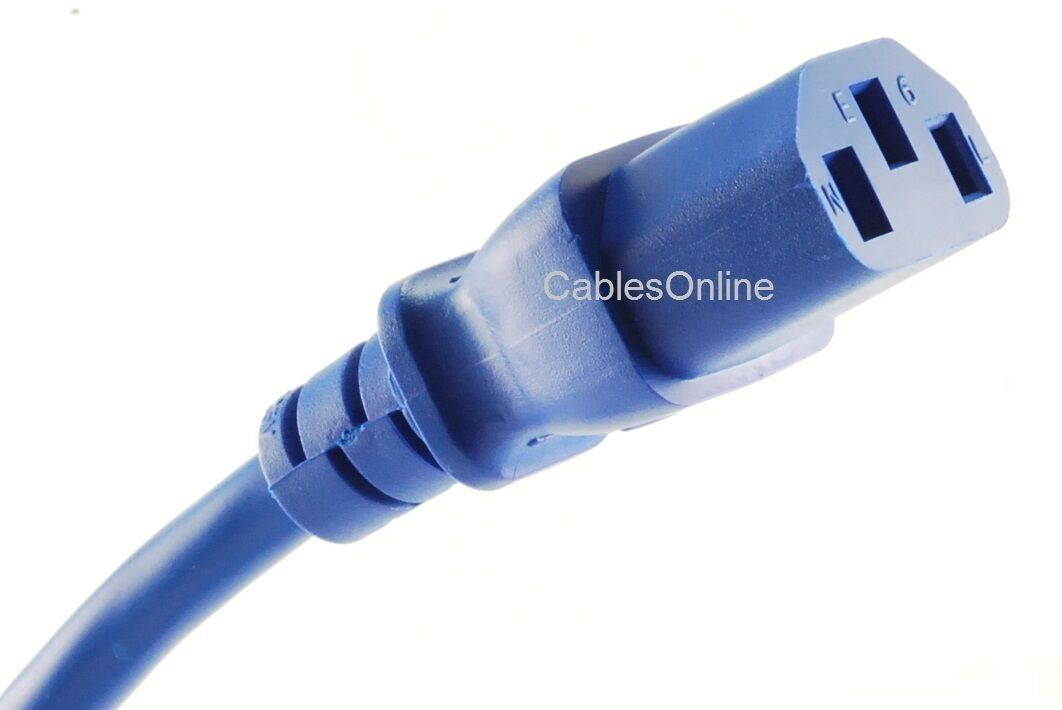 6ft 3-Conductor AC Power Cable, 18AWG, NEMA 5-15P to IEC C13, Blue, PC-306BL