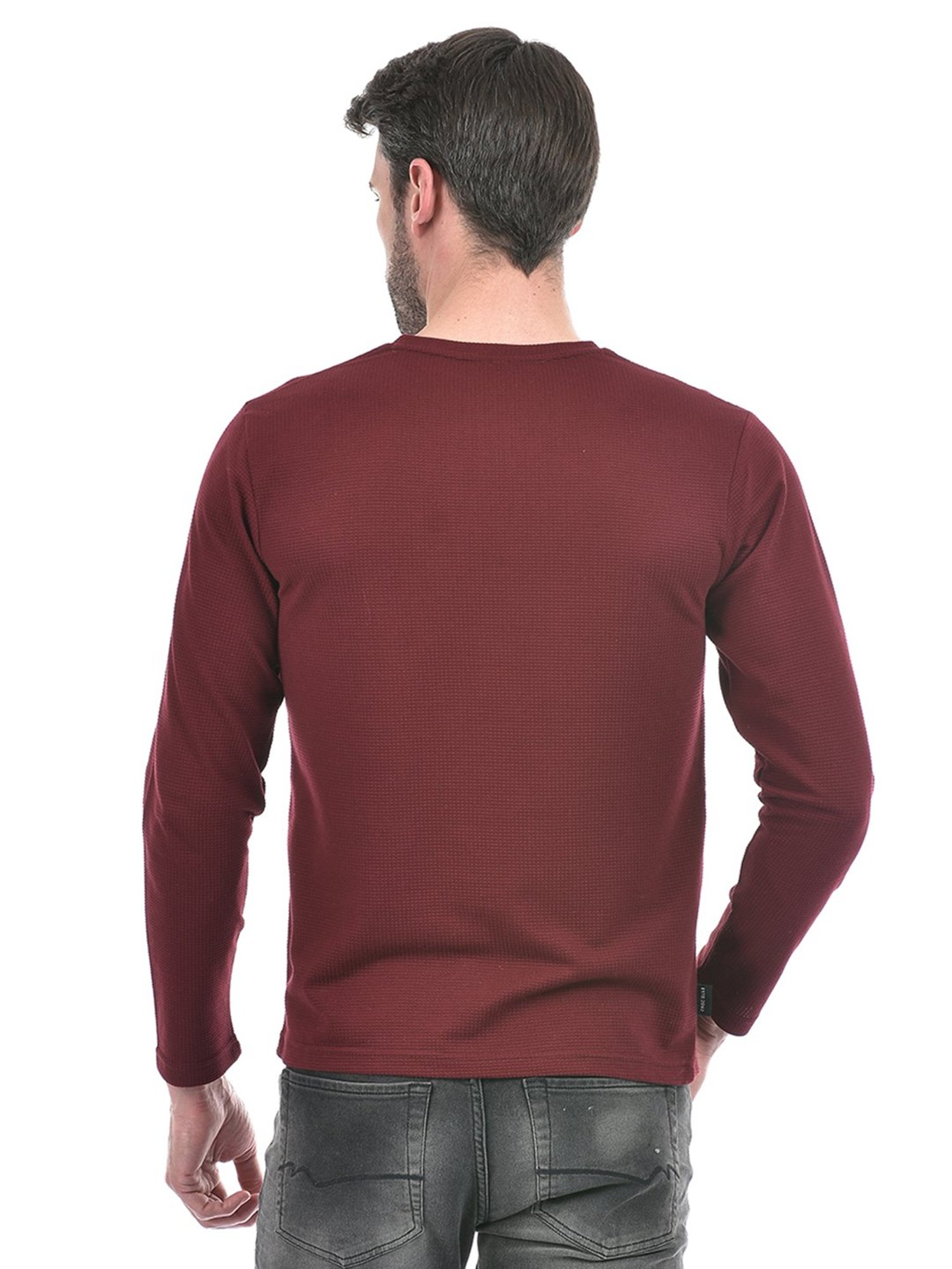 Integriti Wine Regular Fit Textured Crew T-Shirt