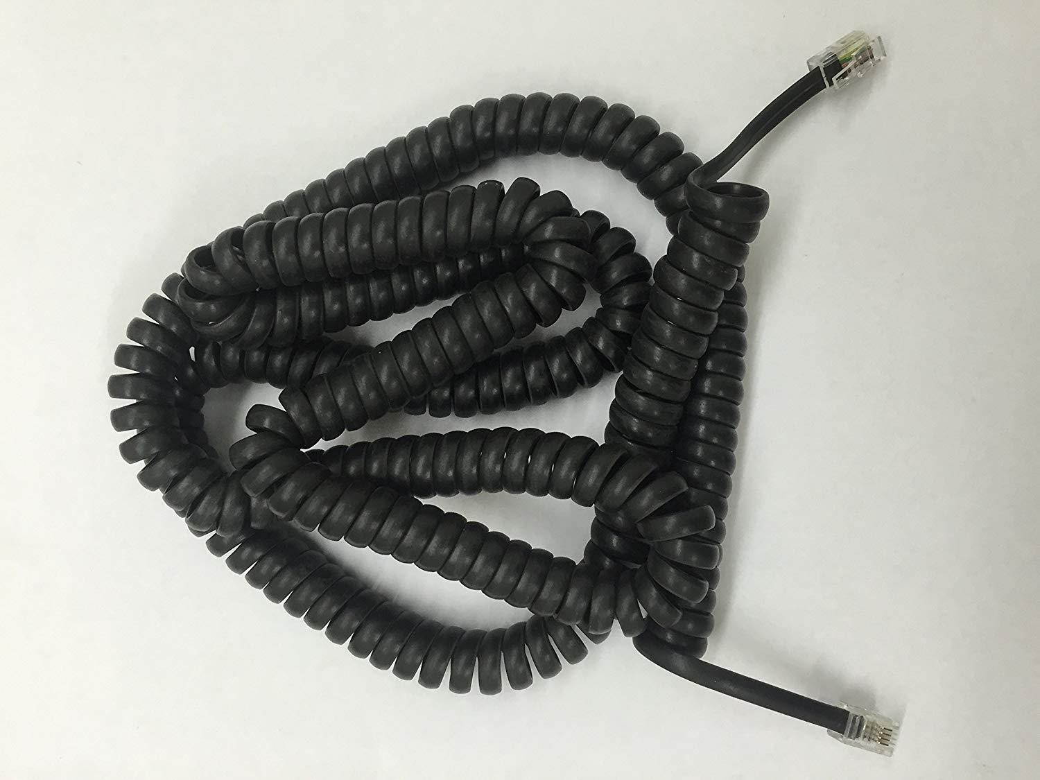 Permo 25 Feet Black Coil Telephone Cord