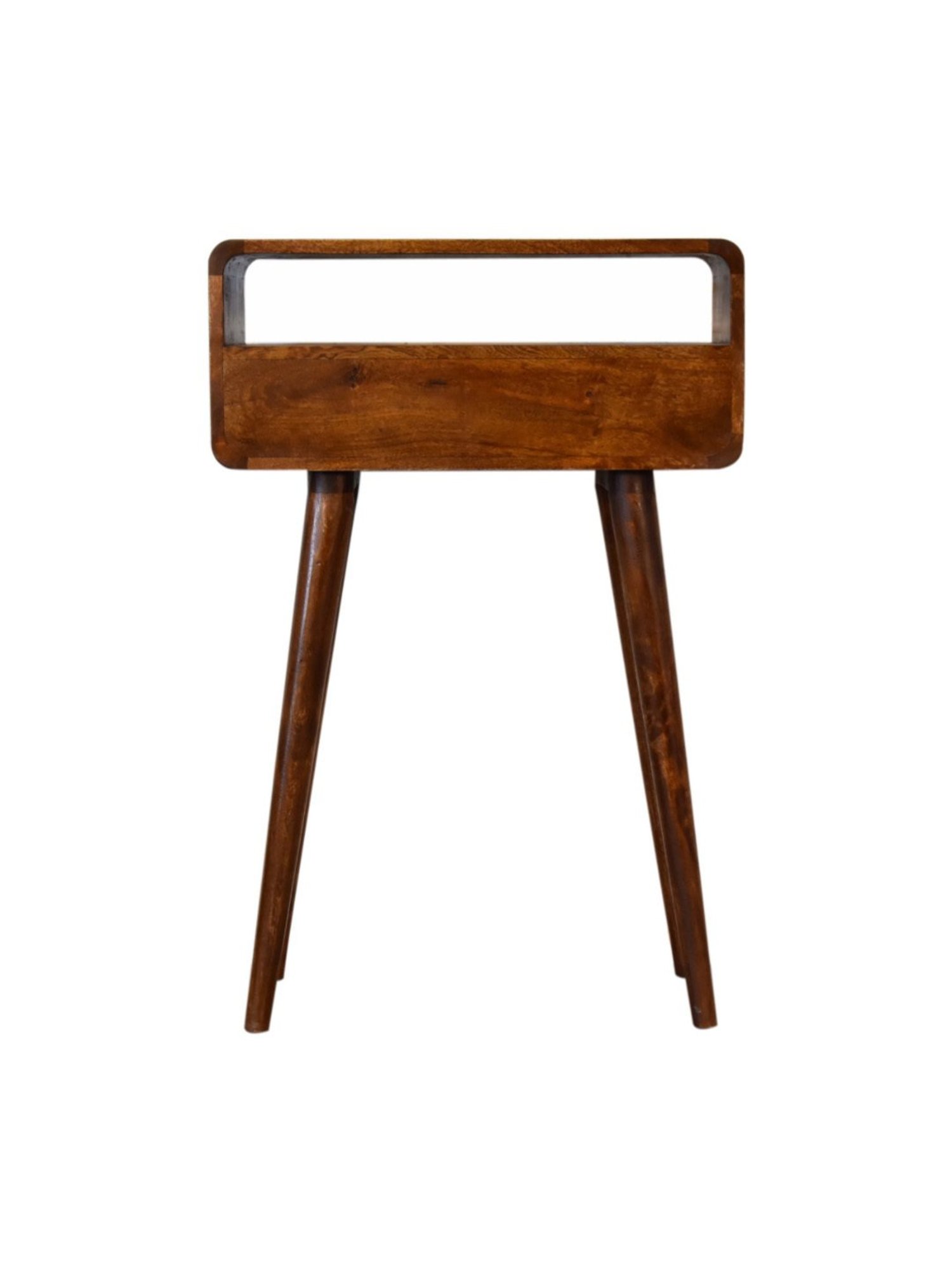 Artisan Furniture Mini Chestnut Brown Wood Curved Console Table