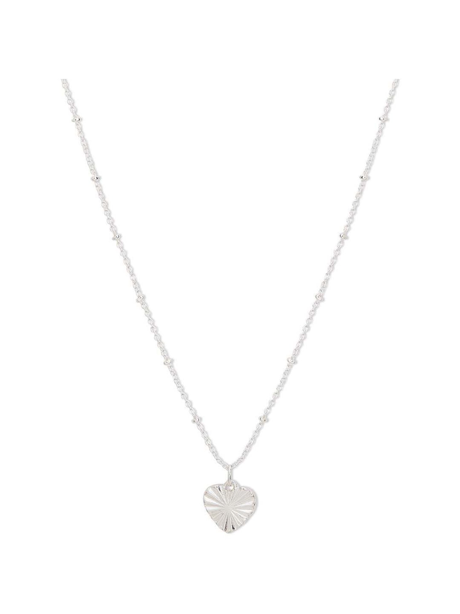 Accessorize London Women's Silver Textured Heart Pendant Necklace