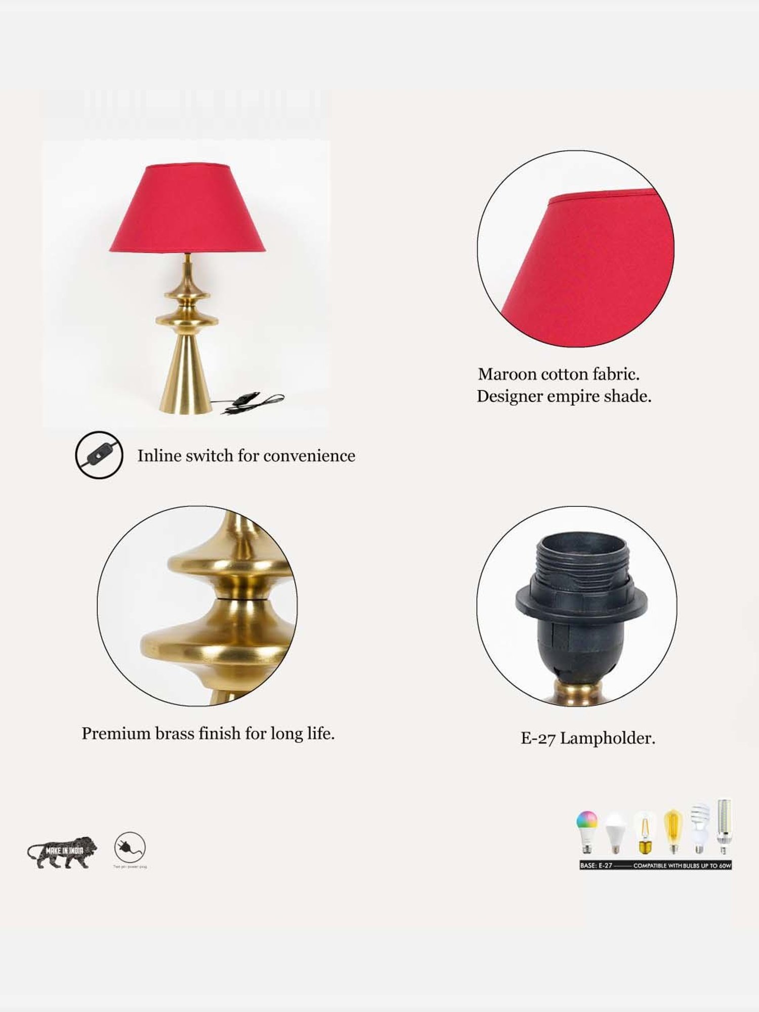 Kapoor E Illuminations Green Study Table Lamp - Set of 1