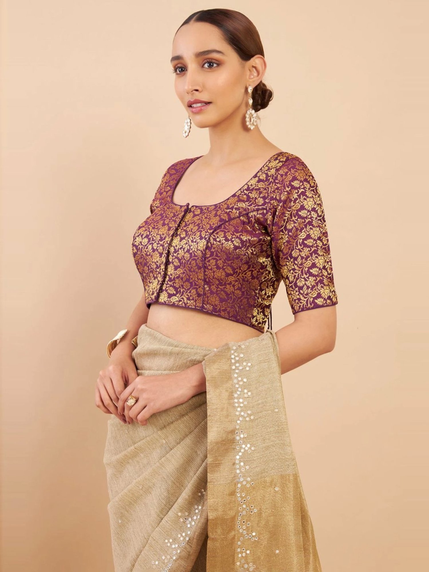 Soch Purple Woven Pattern Readymade Blouse