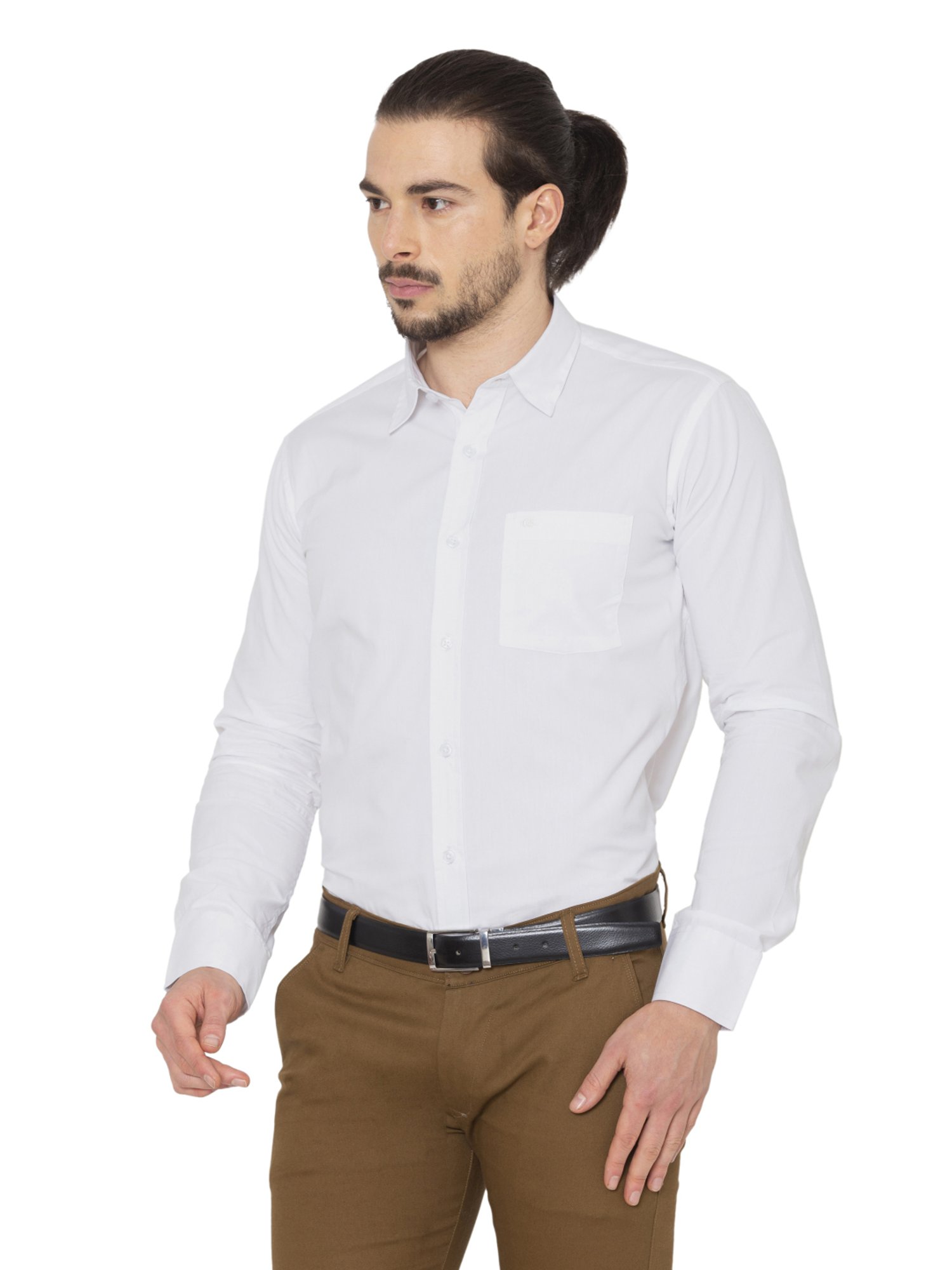 Allen Cooper White Cotton Regular Fit Shirts