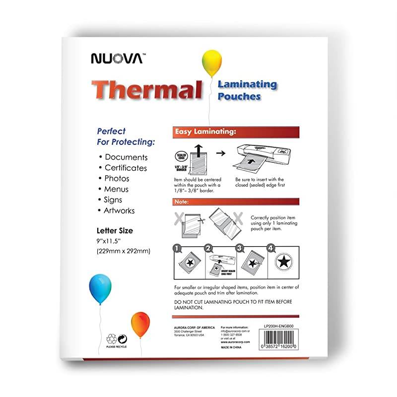 Premium Thermal Laminating Pouches 9 x 115Letter Size3 mil 200 Pack LP200H
