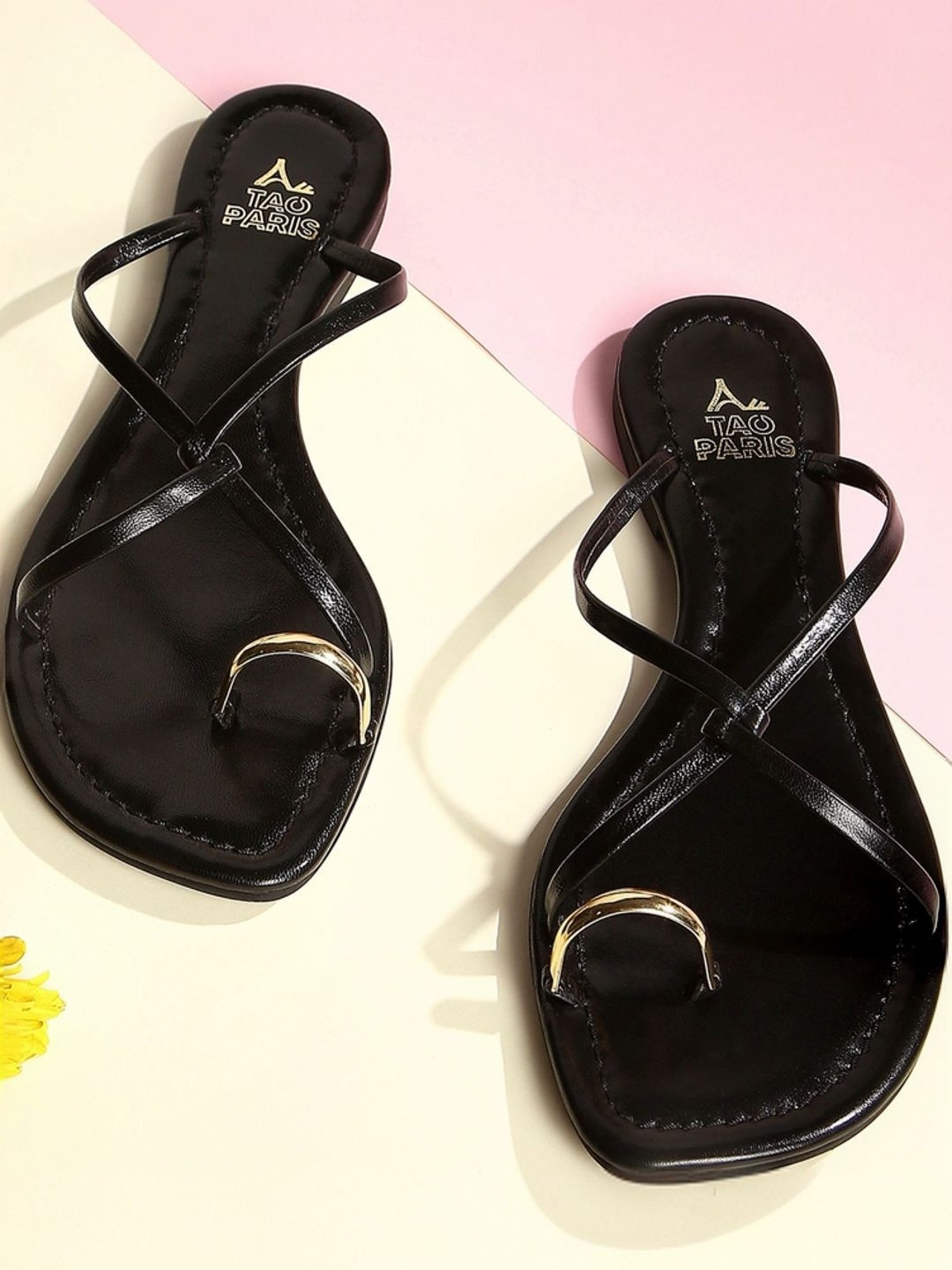 Tao Paris Women's Rihana Black Toe Ring Sandals