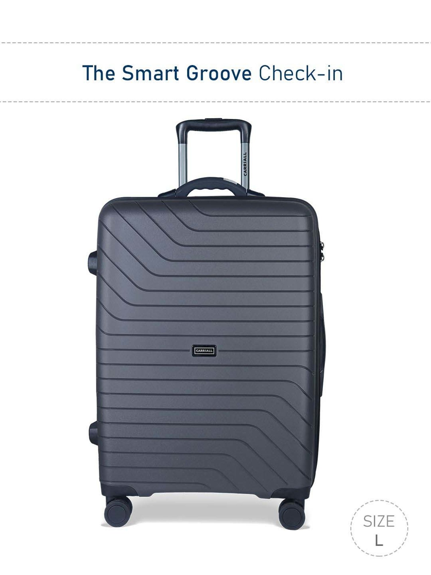 Carriall Groove Grey Striped Hard Large Trolley Bag - 75 cm