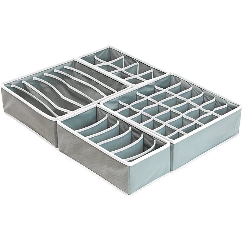 Closet Underwear Organizer Drawer Divider 4 Set, Gray