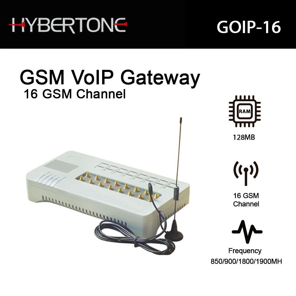 Hybertone GSM VoIP Gateway GOIP-16 with External Antenna 16 GSM Channels Quad band VLAN/Qos