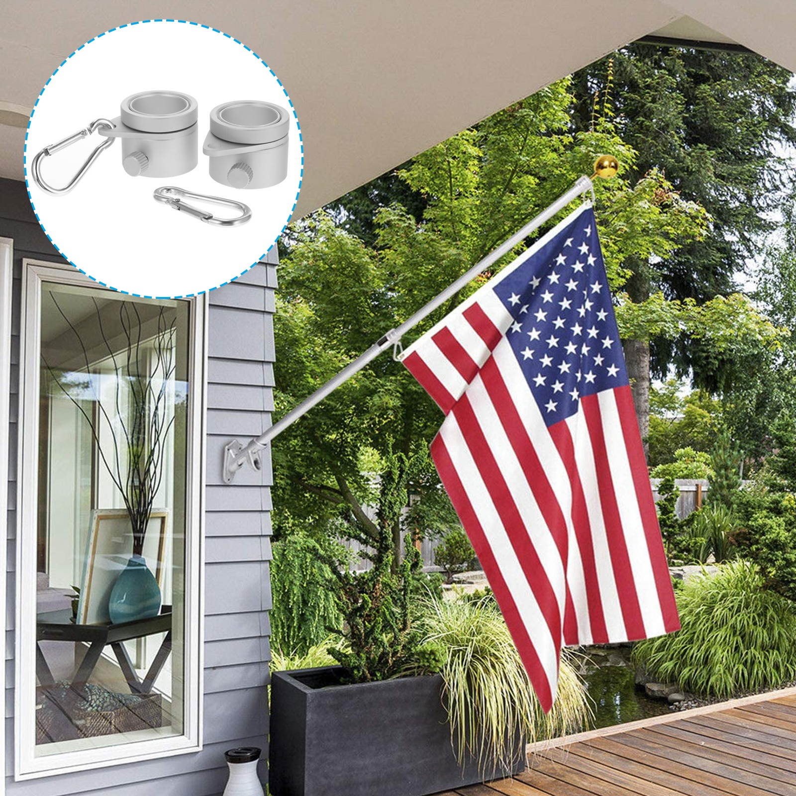 2Pcs Durable Useful Practical Flag Fasteners Flagpole Mounting Rings Flag Pole Parts