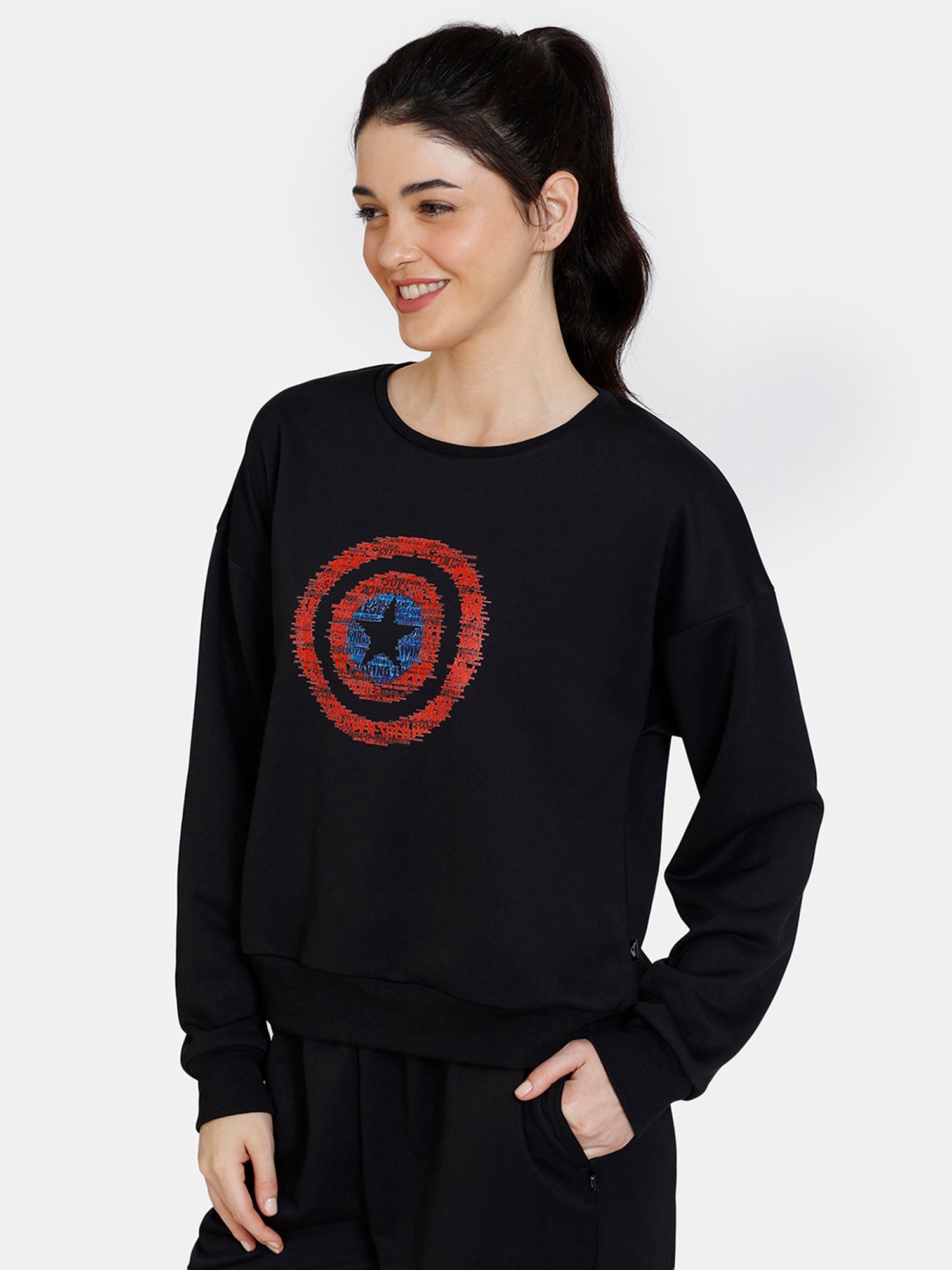 Zelocity by Zivame Black Printed T-Shirt