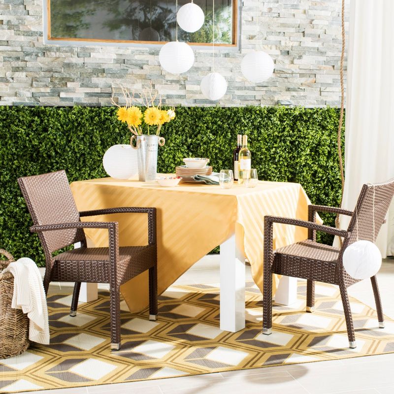 Kelda Stacking Arm Chair - Brown - Safavieh