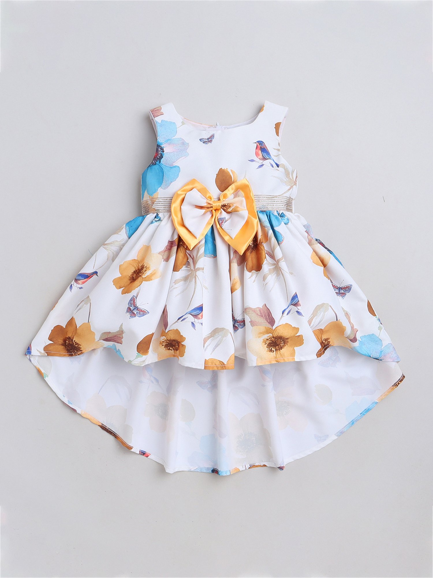 Many Frocks Kids White Floral Print Dress