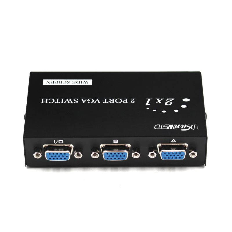 VGA Switch 2 in 1 Out 2 Port VGA Switcher Box VGA Vedio Switch for PC TV Monitor -Black