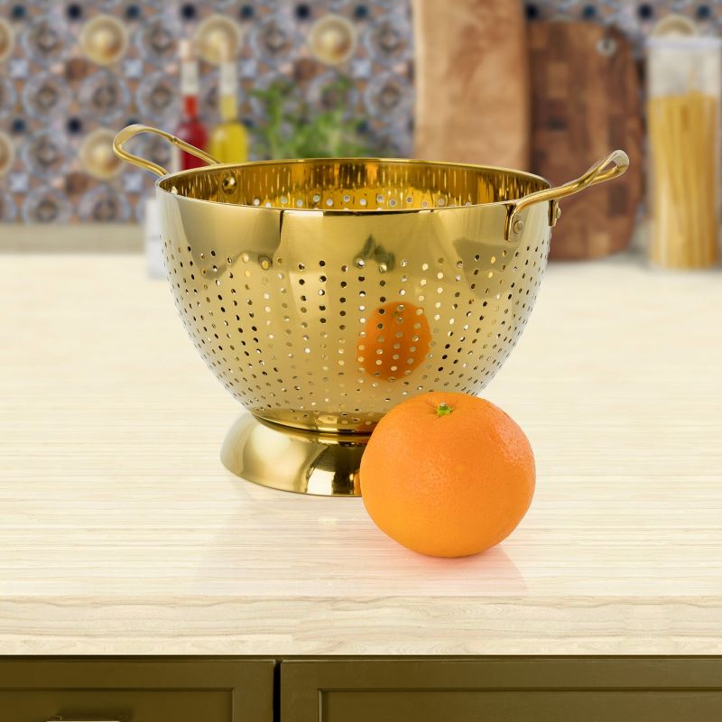 Gibson Home Rose Hue 5 Quart Stainless Steel Colander in Gold