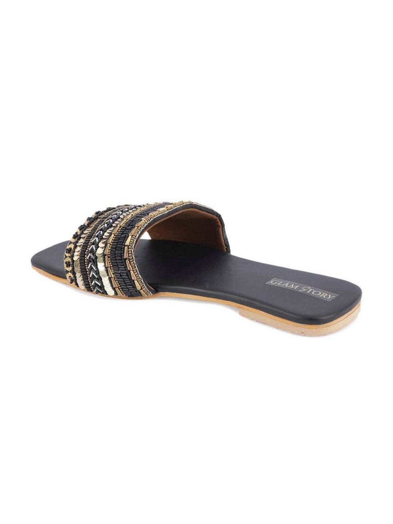 Glam Story Women's Black Ethnic Sandals