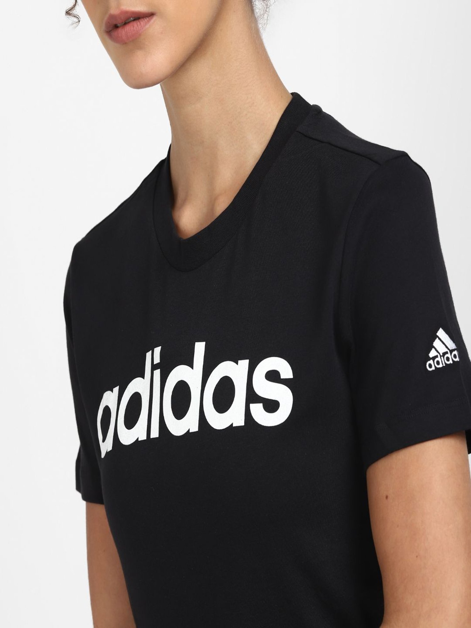 Adidas Black Graphic Print W LIN T-Shirt