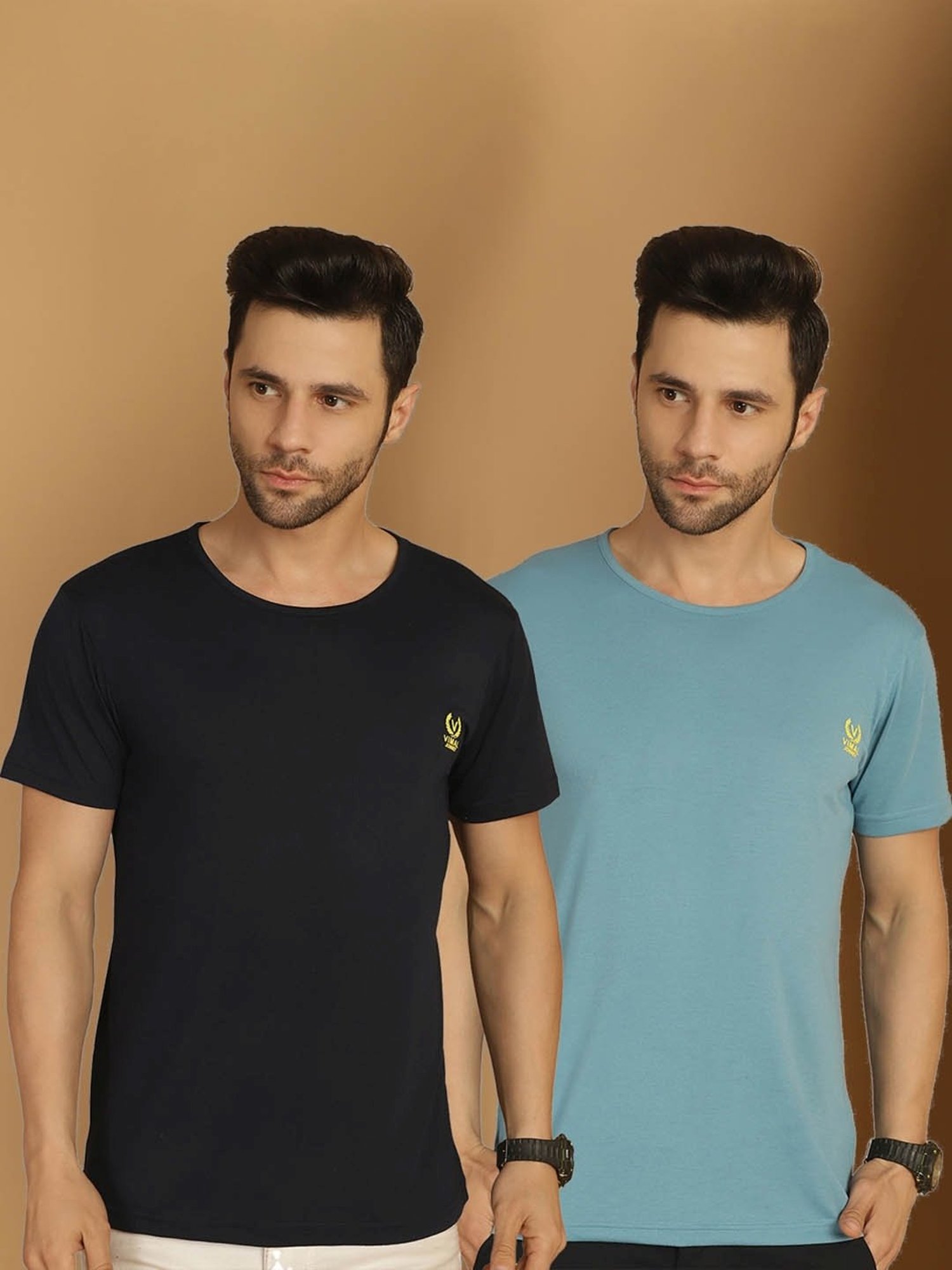 Vimal Jonney Blue & Navy Regular Fit T-Shirt