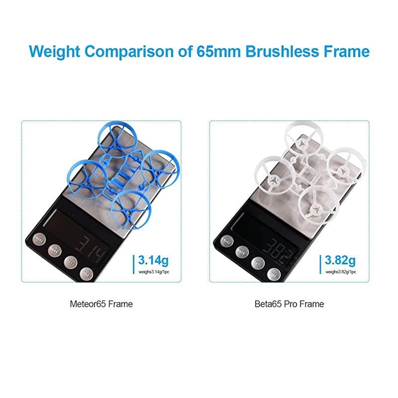 Meteor65 1S Brushless Whoop Frame Kit Blue Orange with 2 Sets 31mm 3-Blade Props 1.0mm Shaft White for 65mm Meteor65 1S Brushless Micro Tiny Racing Whoop Quadcopter