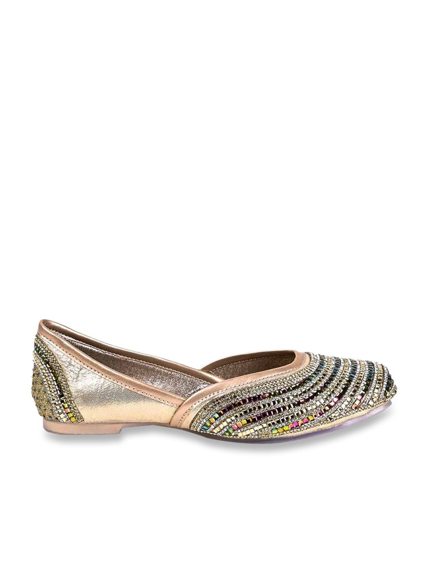 Jove Women's Gold Ethnic Juttis