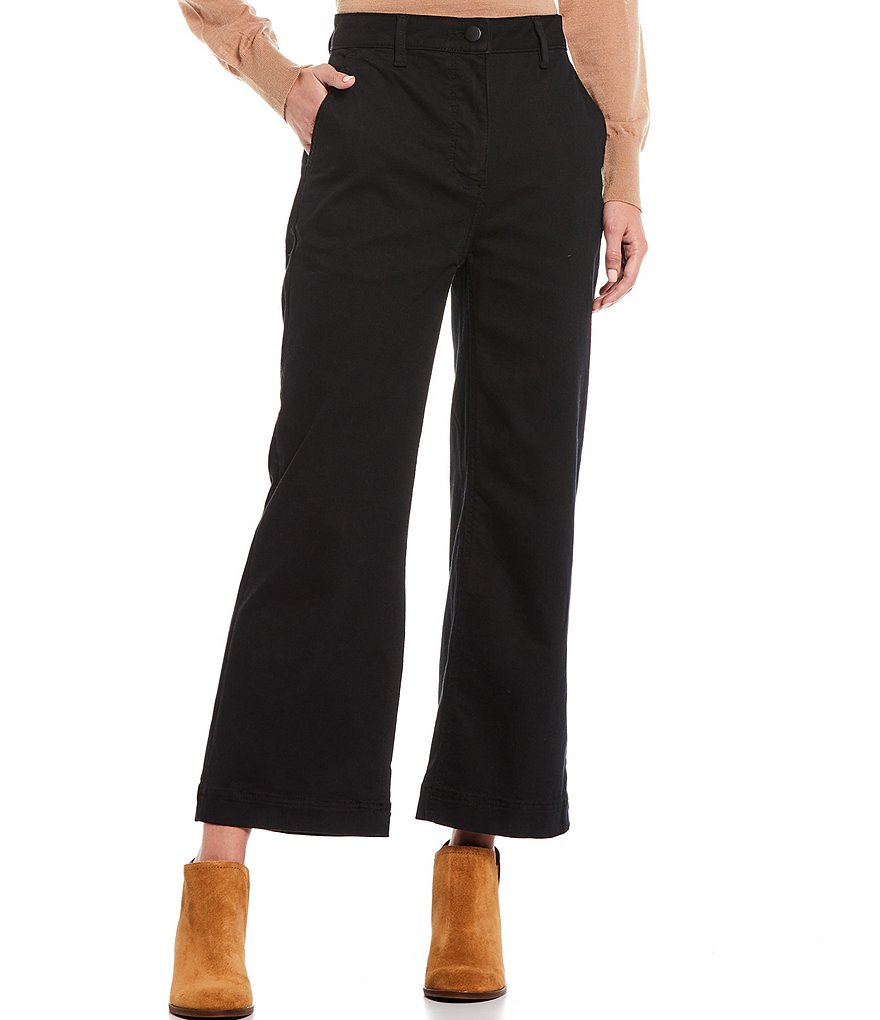 Alex Marie Leonna Lux Zip Front Wide Leg Ankle Length Chino Pants