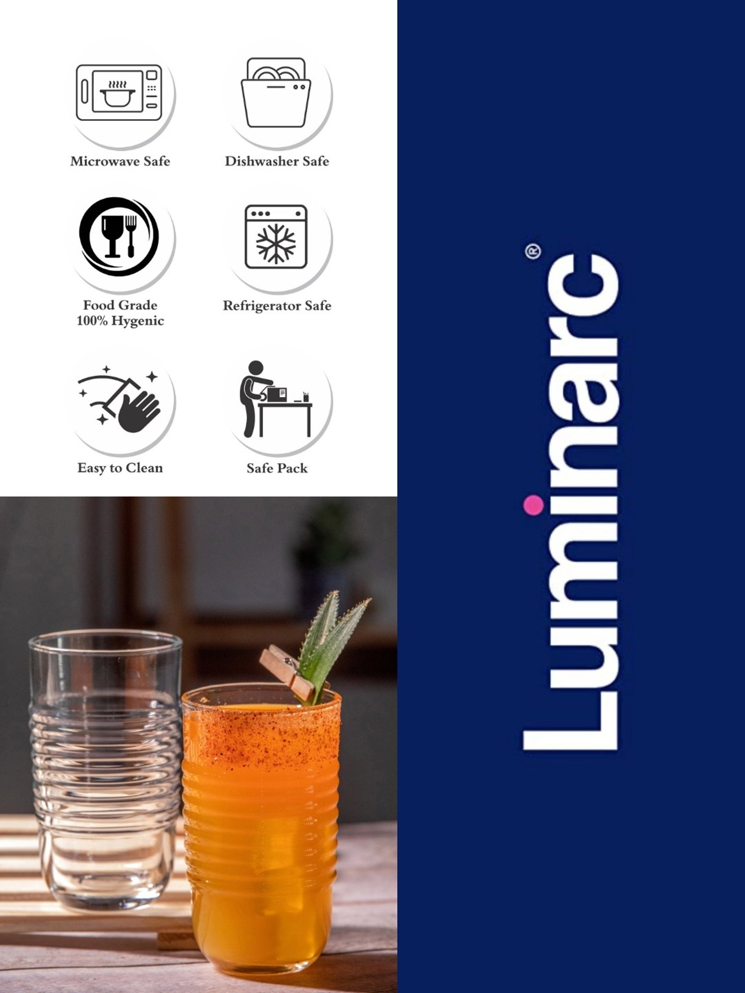 Luminarc Transparent Glass Tumbler - Set of 6 (300ml)