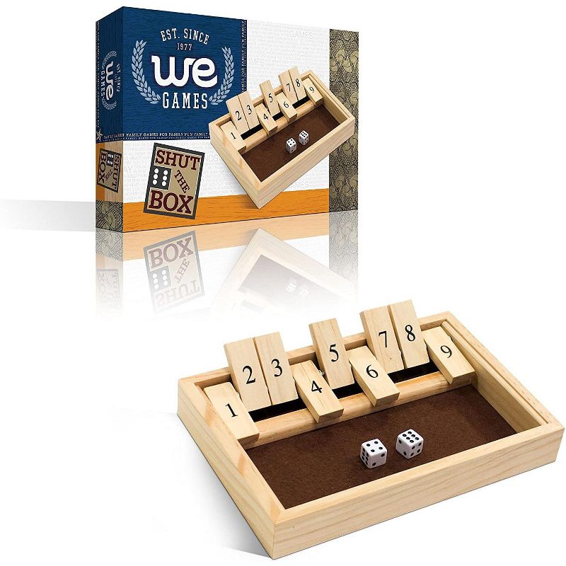 WE Games Wood Shut the Box Game - 9 Numbers, 10.5 inches