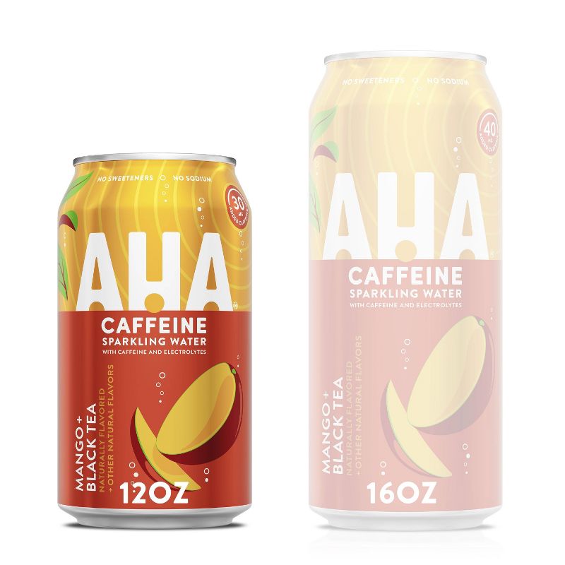 AHA Mango Black Tea Sparkling Water - 8pk/12 fl oz Cans