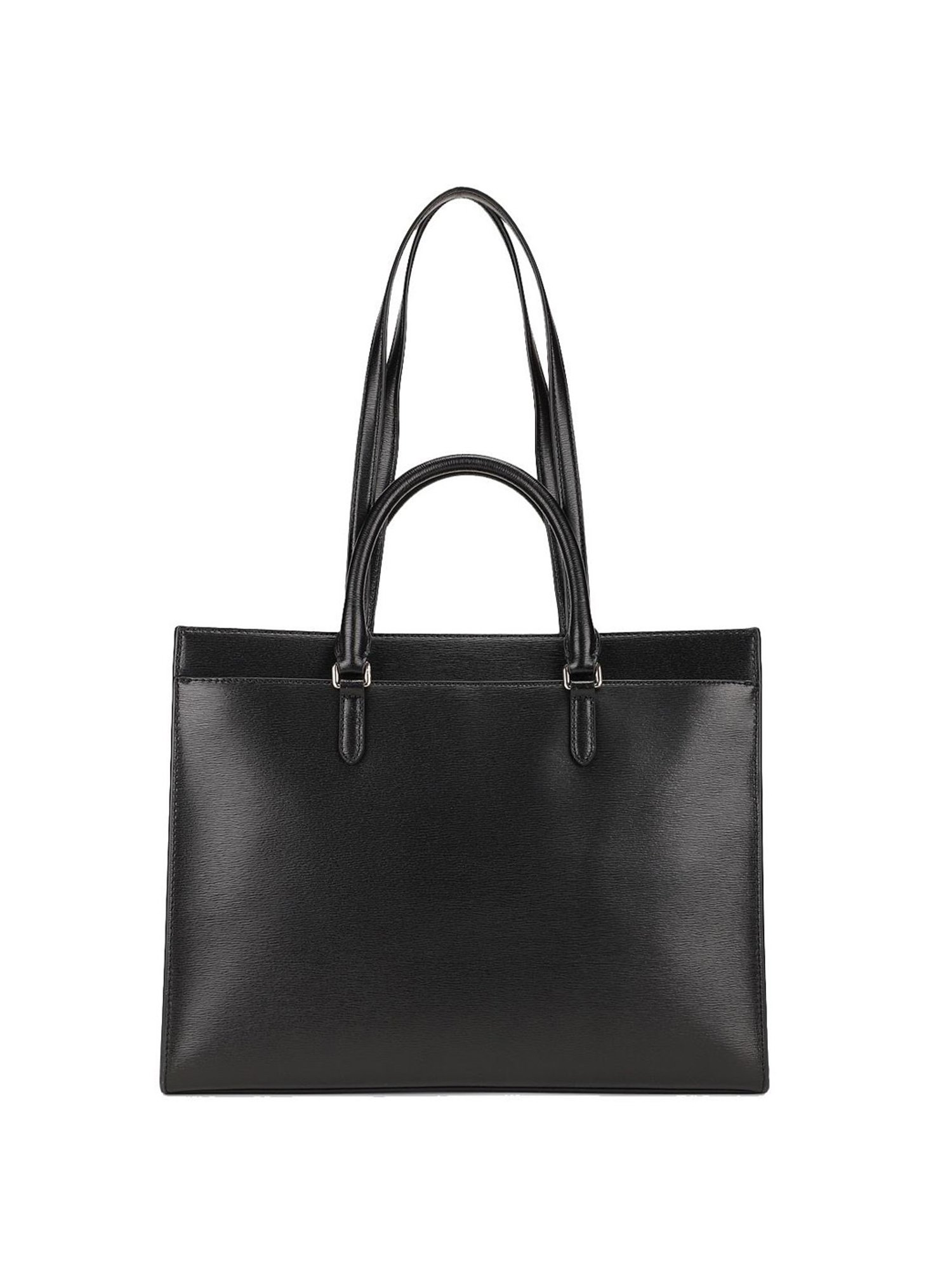 Dkny Black Leather Solid Tote Handbag