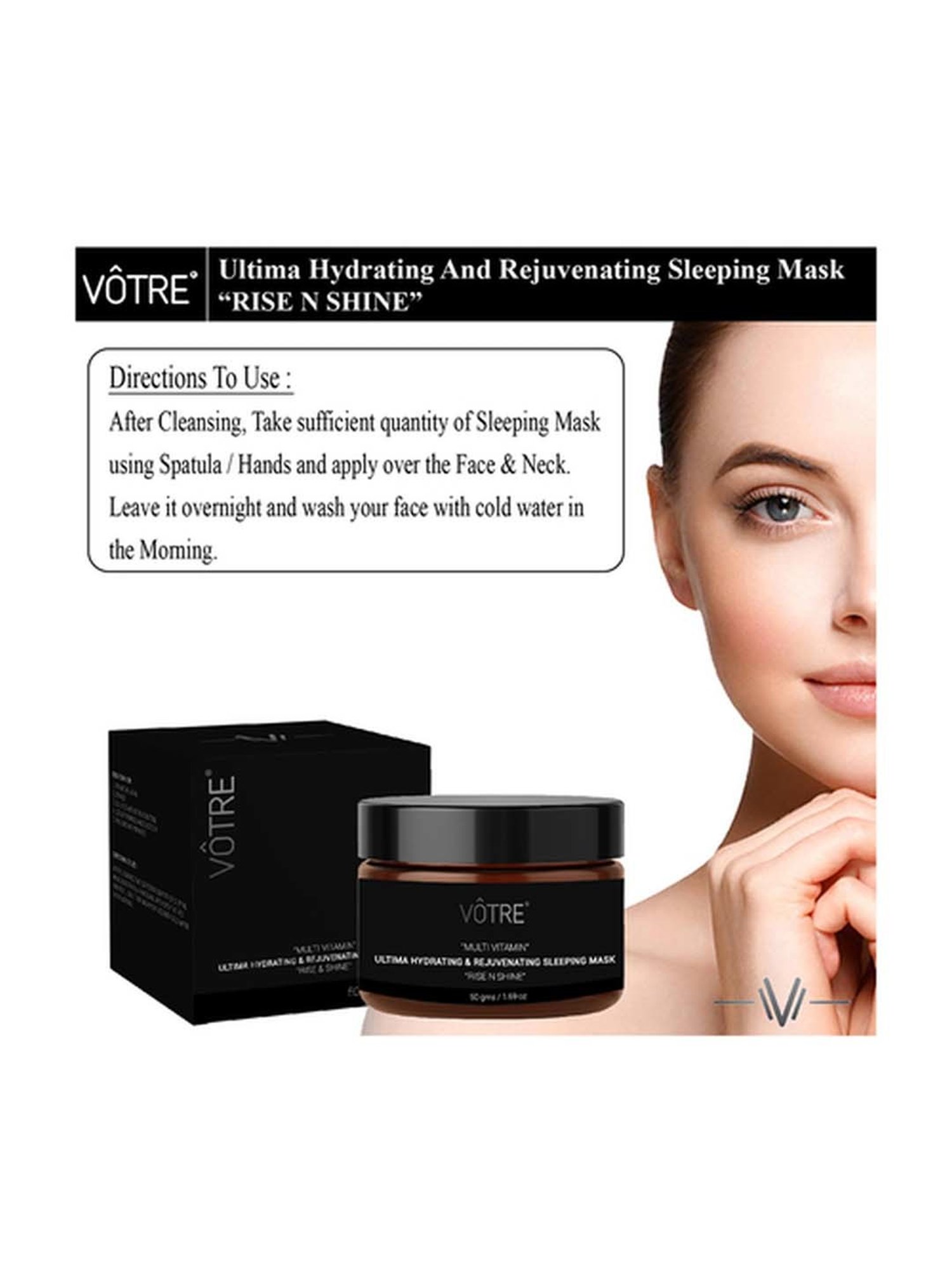 Votre Ultima Hydrating & Rejuvenating Sleeping Mask, Rise N Shine Multi Vitamin - 50 gm