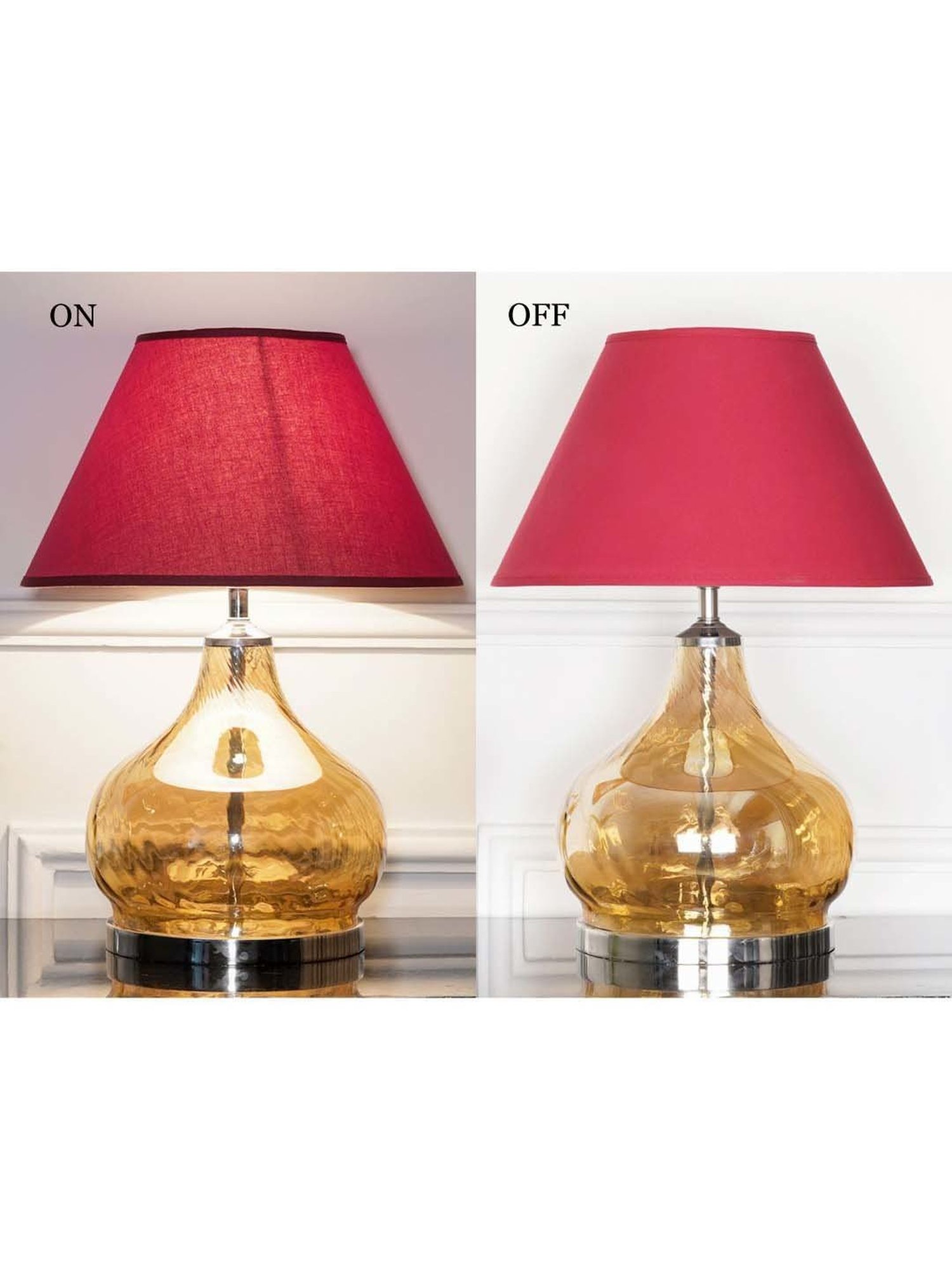 Kapoor Lamp Shades Amber & Nickel Glass Ingram Table Lamp With Cotton Shade