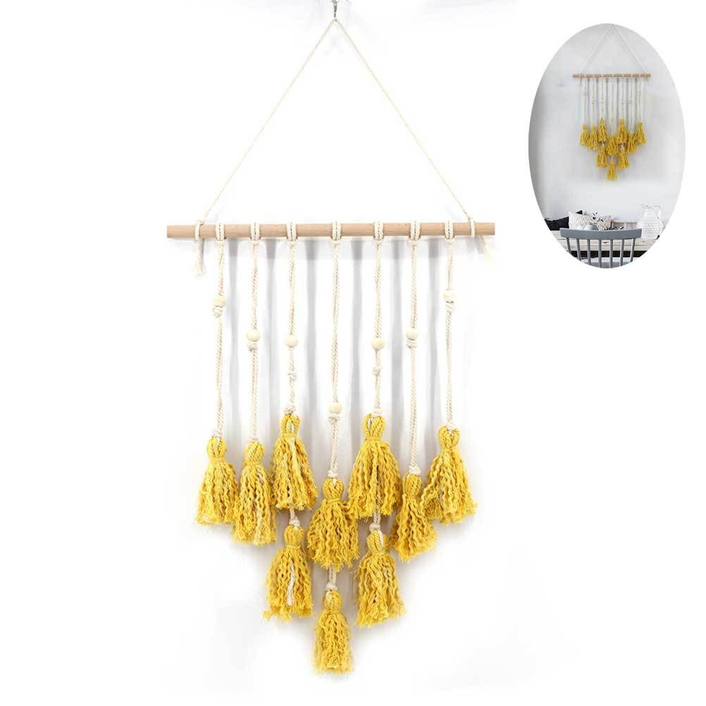 Handmade Tassel Dream Catcher Wall Hanging Catcher Ornament Craft Indoor Home Hanging Decor (Yellow 62 x 45cm)
