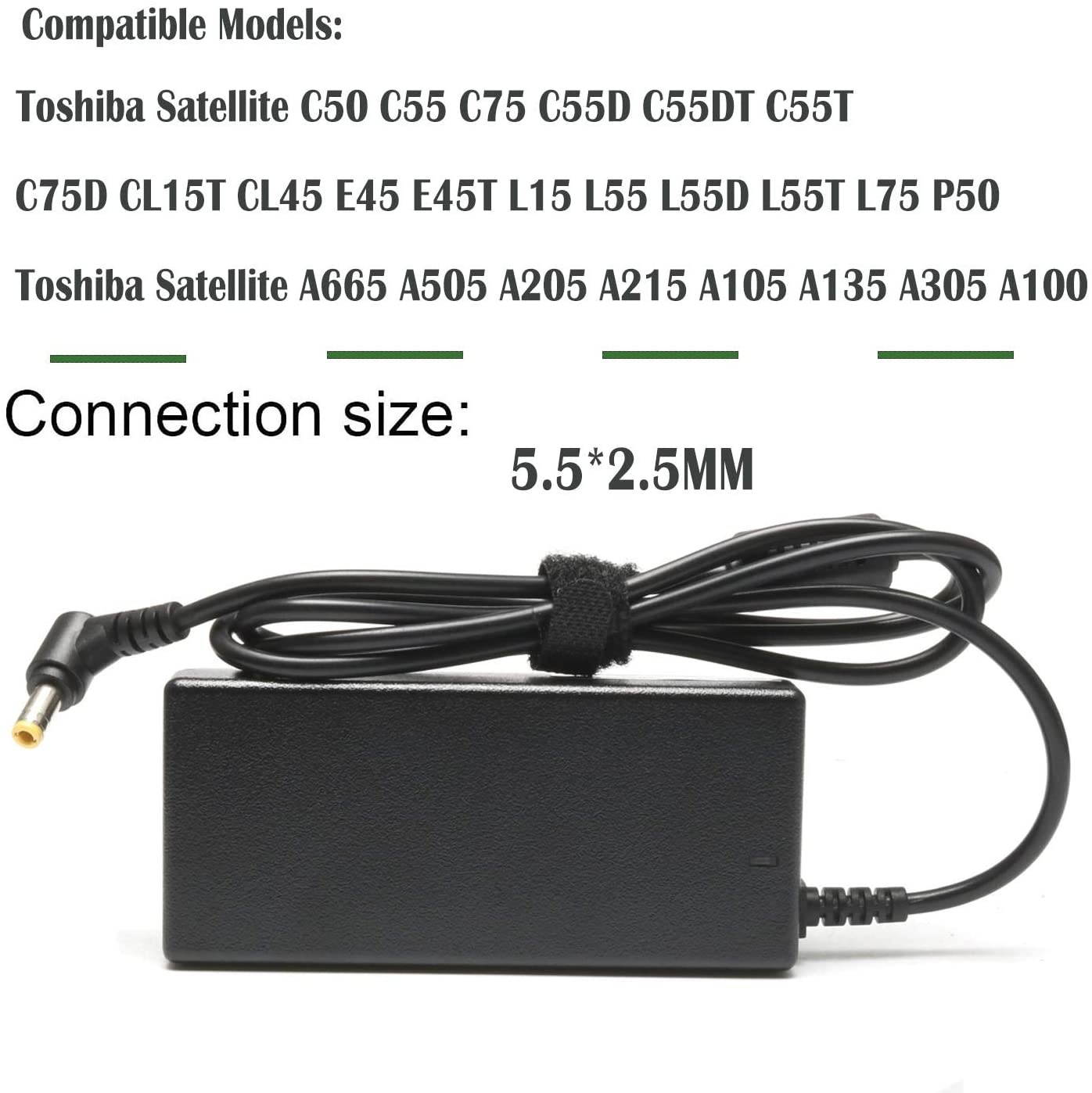 19v 3.42A 65W Laptop Charger AC Adapter for Toshiba Satellite C55 C655 C850 C50 L755 C855D L655 L745 P50 C55D S55Toshiba Portege Z30 Z930 Z830 Satellite Radius 11 14 15 AC DC Power Supply Cord