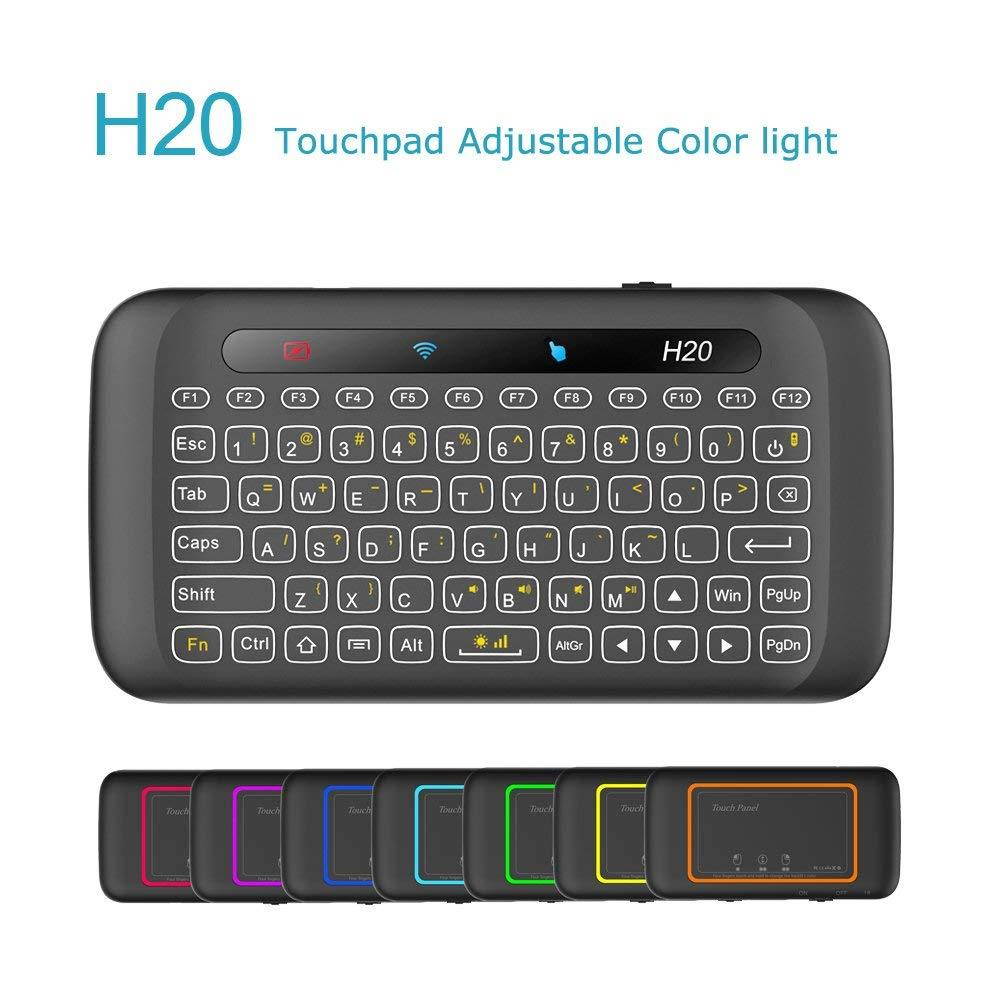 [2018 Updated] Dupad Story H20 2.4GHz Mini Wireless Keyboard with Remote Mouse Combo Backlit Multi-Touch Touchpad,USB Rechargeable for Android TV Box Windows PC, HTPC, IPTV, PC, Raspberry pi 3