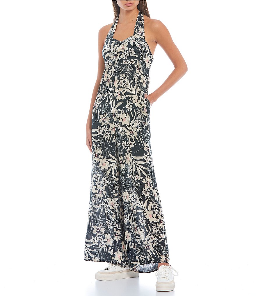 Coco + Jaimeson Strapless Elastic-Waist Laser-Cut Embroidered Knit Jumpsuit