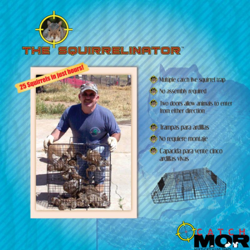 Rugged Ranch SQRTO Squirrelinator Live Chipmunk Squirrel Rat Mouse Rodent Small Animal Metal Wire 2 Door Trap Cage (Trap Only), Black (2 Pack)