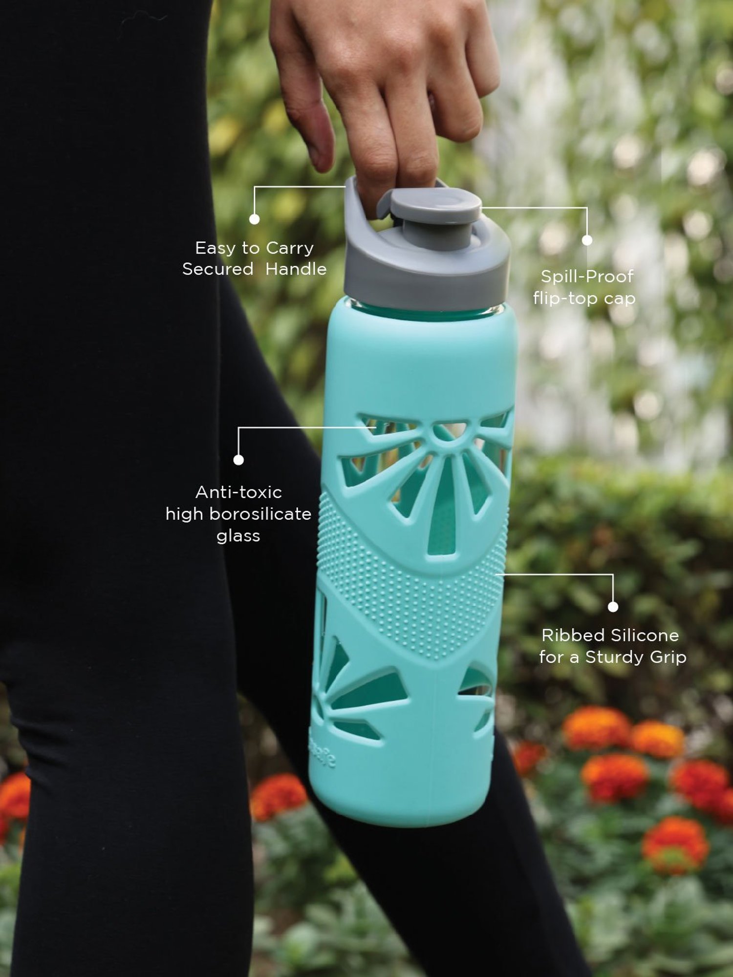 Glasafe Trio Grip Mellow Green Borosilicate Tiffin Combo