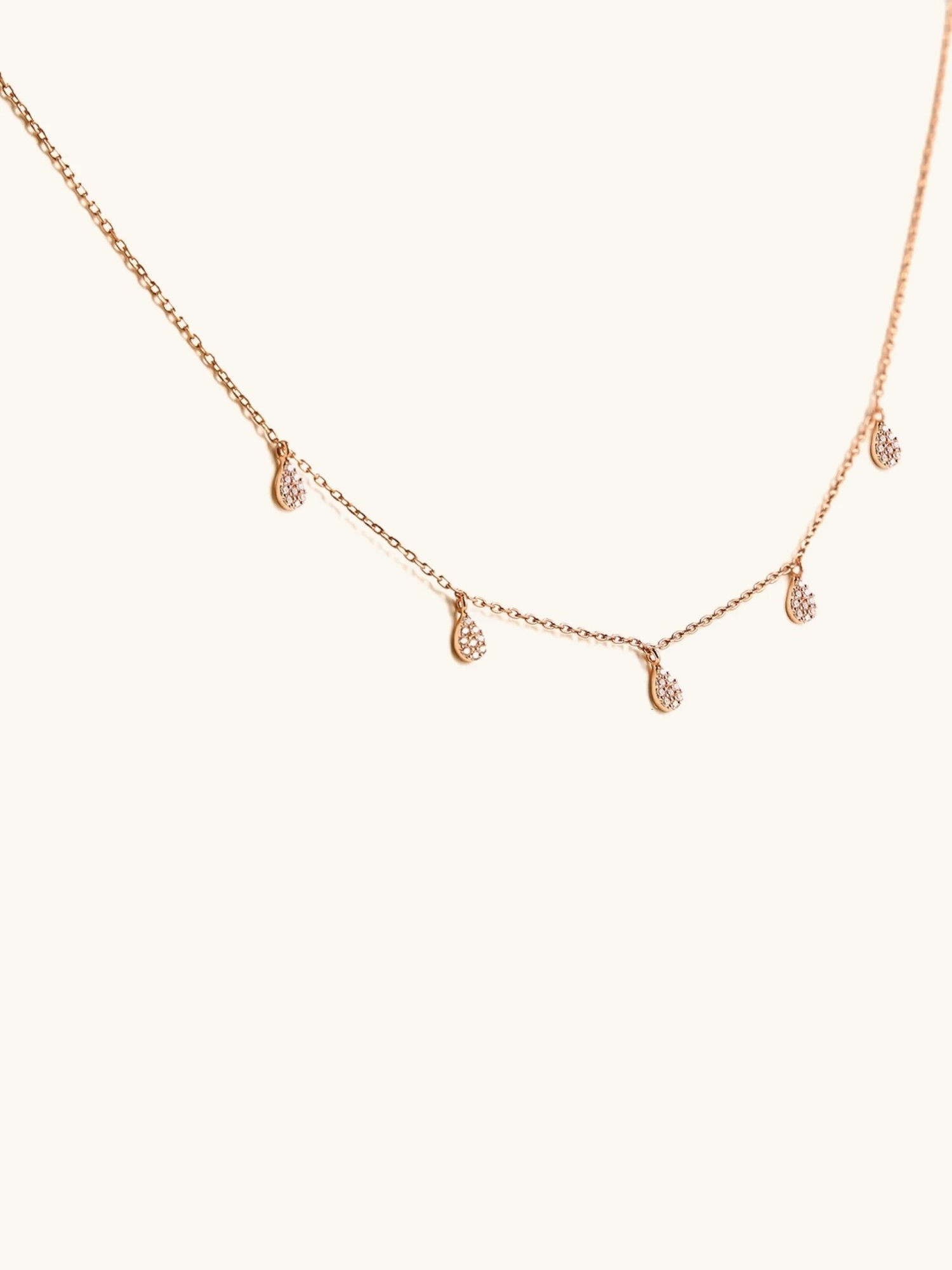 Mabel 92.5 Sterling Silver Rose Gold-Plated Pear Dangles Charm Necklace