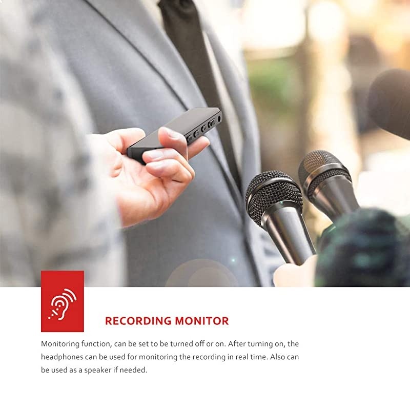 Digital Voice Recorder 8GB Mini Dictaphone with Voice Activated Recorder for Lectures Meetings Interviews MP3 Music Recording Playback, Built-in Microphone, Rechargeable Batteries (X5-A)