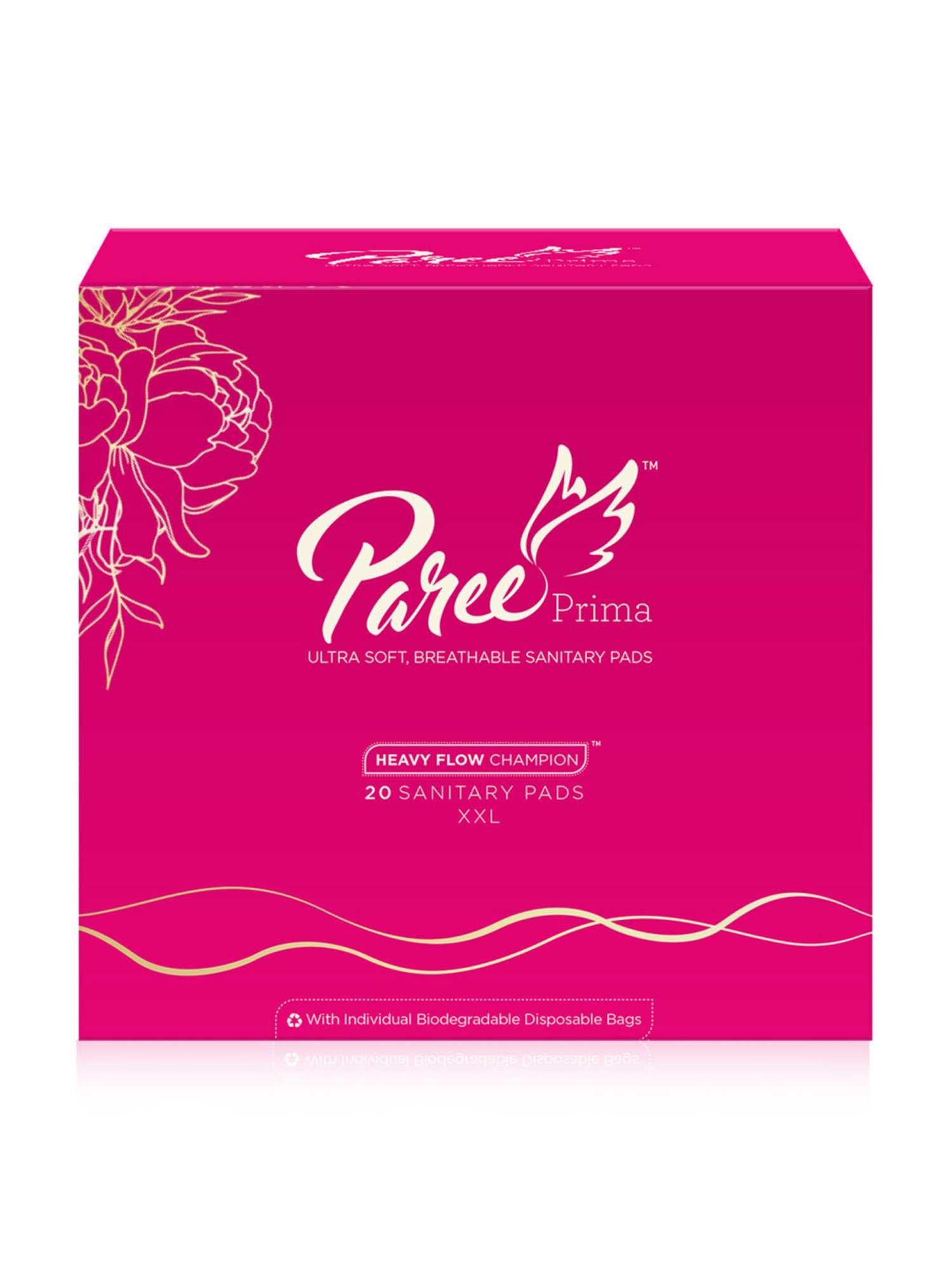 Paree Prima Ultra Soft Sanitary Trifold XXL Pads for Women - 20 Pcs