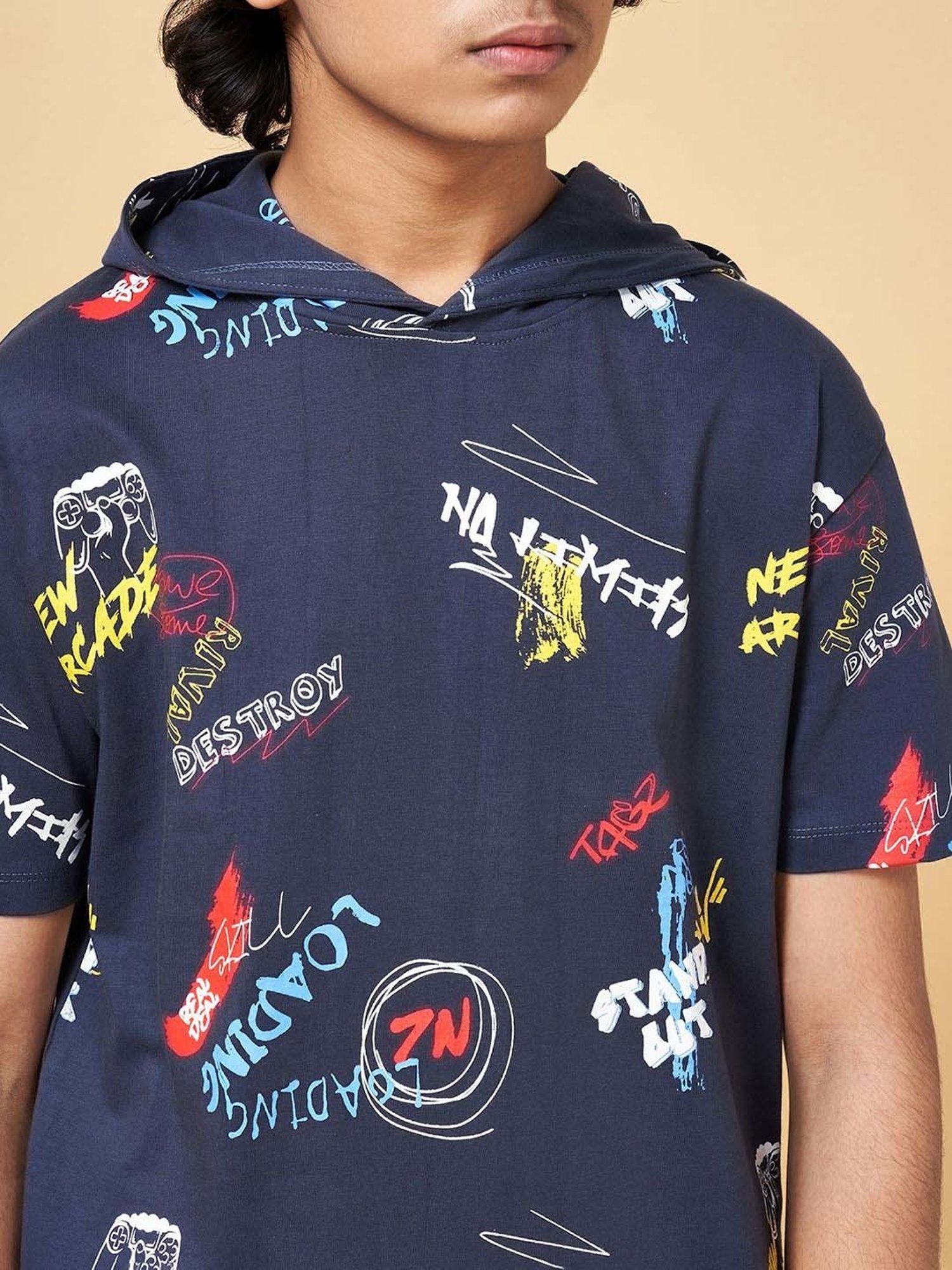 Coolsters by Pantaloons Boys Navy Cotton Printed T-Shirt