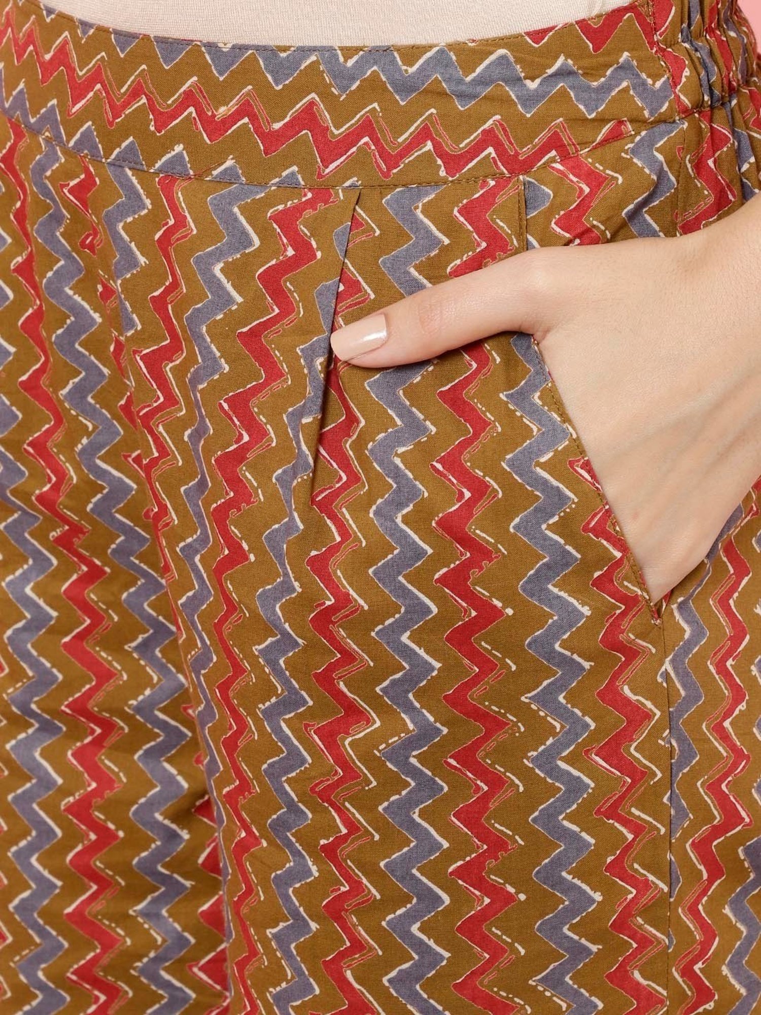 Jaipur Kurti Brown Printed Kurta Pant Set