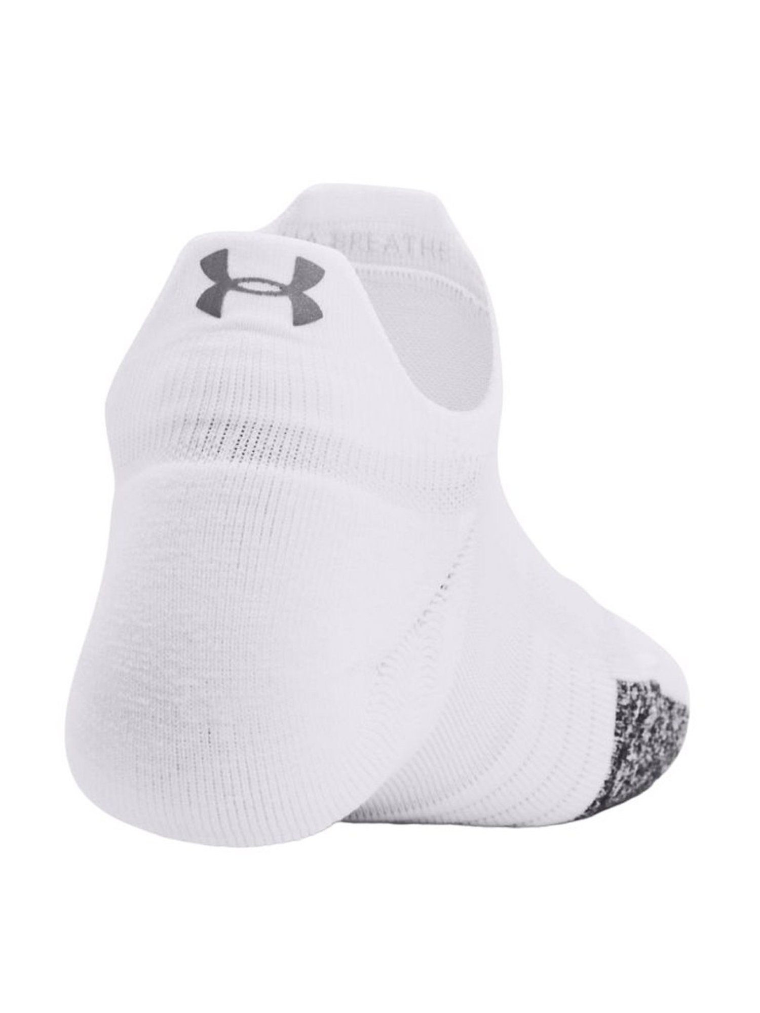 Under Armour Breathe 2 No Show White Polyester Medium Socks