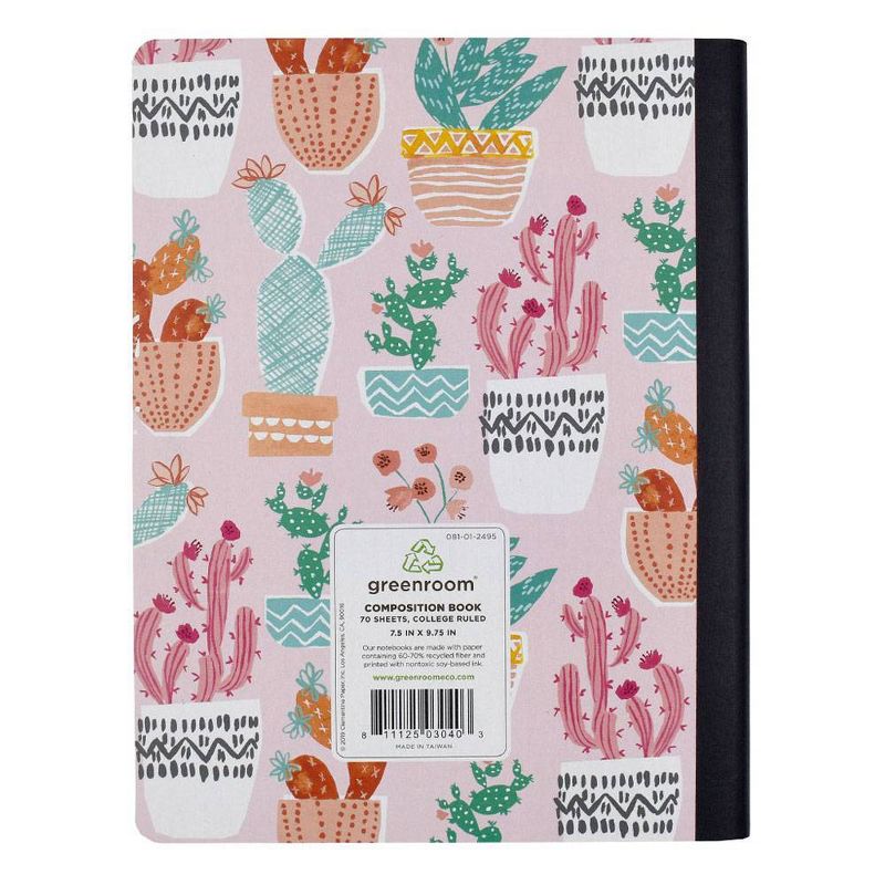 Cactus College Ruled Composition Notebook Light Pink- Greenroom