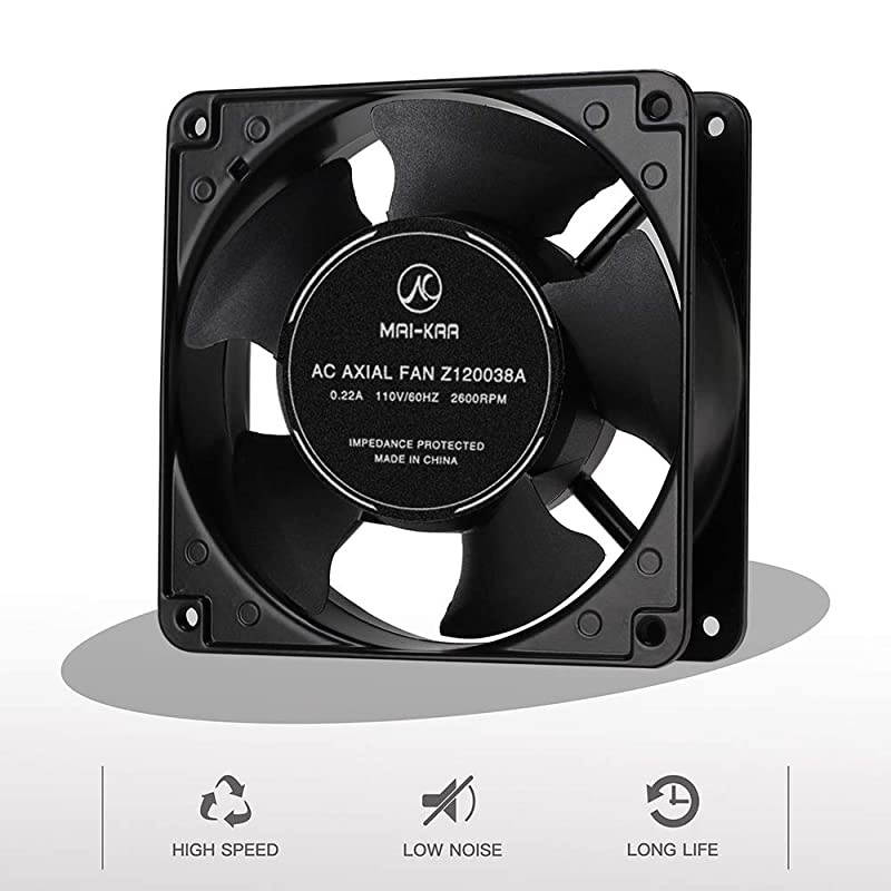 120mm Fan Computer AC 1238, Axial Cooling Exhaust 110V by 125V, High Speed with Metal Net and 4-feet Power Cord