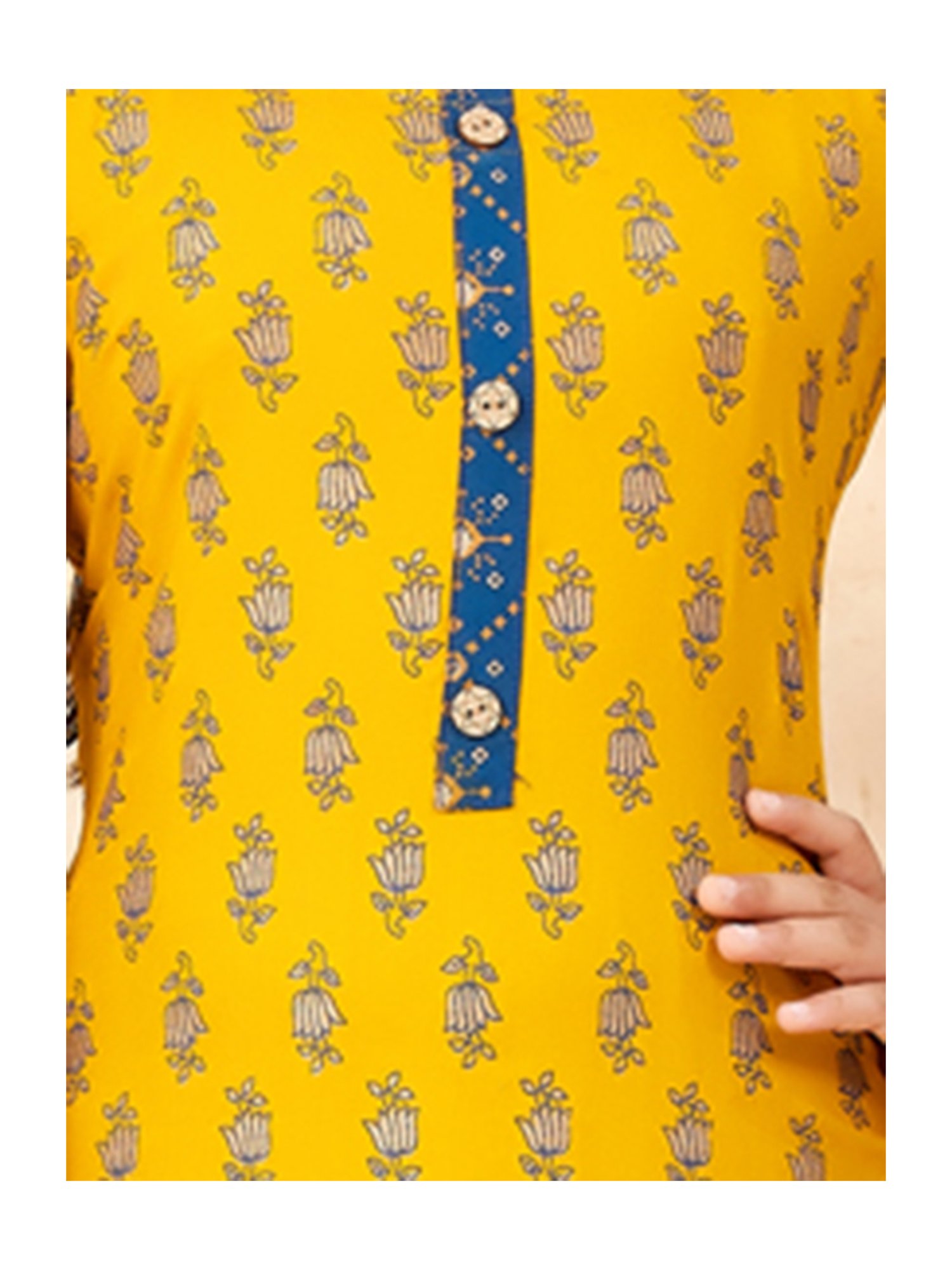 Aarika Girls Yellow Floral Print Kurti